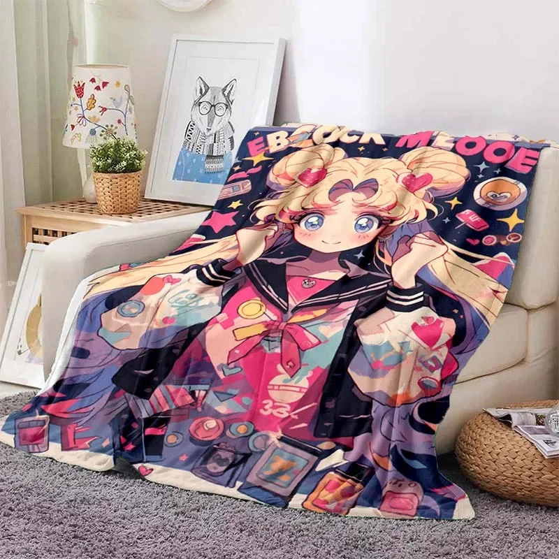 

Anime Kawaii Sailor Moon Home Cartoon Printed Blanket Picnic Blanket Warm Flannel Soft and Comfortable Home Travel Birthday Gift