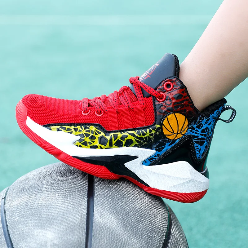 

Баскетбольные кроссовки на толстой подошве для мальчиков, брендовые Нескользящие, уличная спортивная обувь для детей