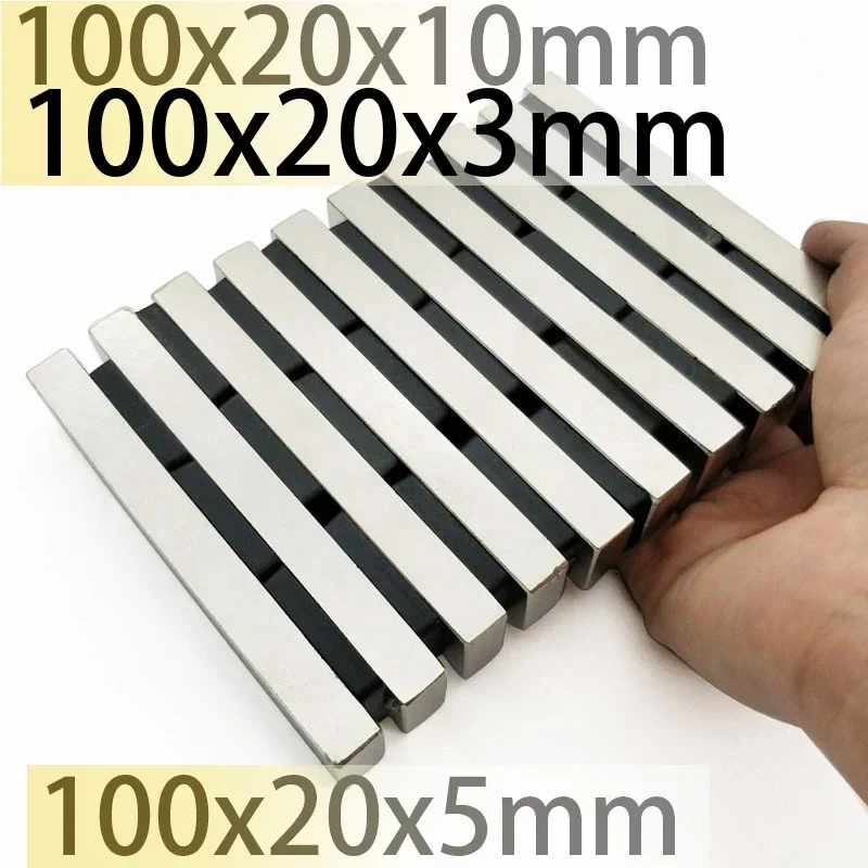 

5/10pcs 100x20x3 100x20x5 100x20x10 Rectangle Square Neodymium Bar Block Strong Magnets Rare Earth Magnets Search Magnetic