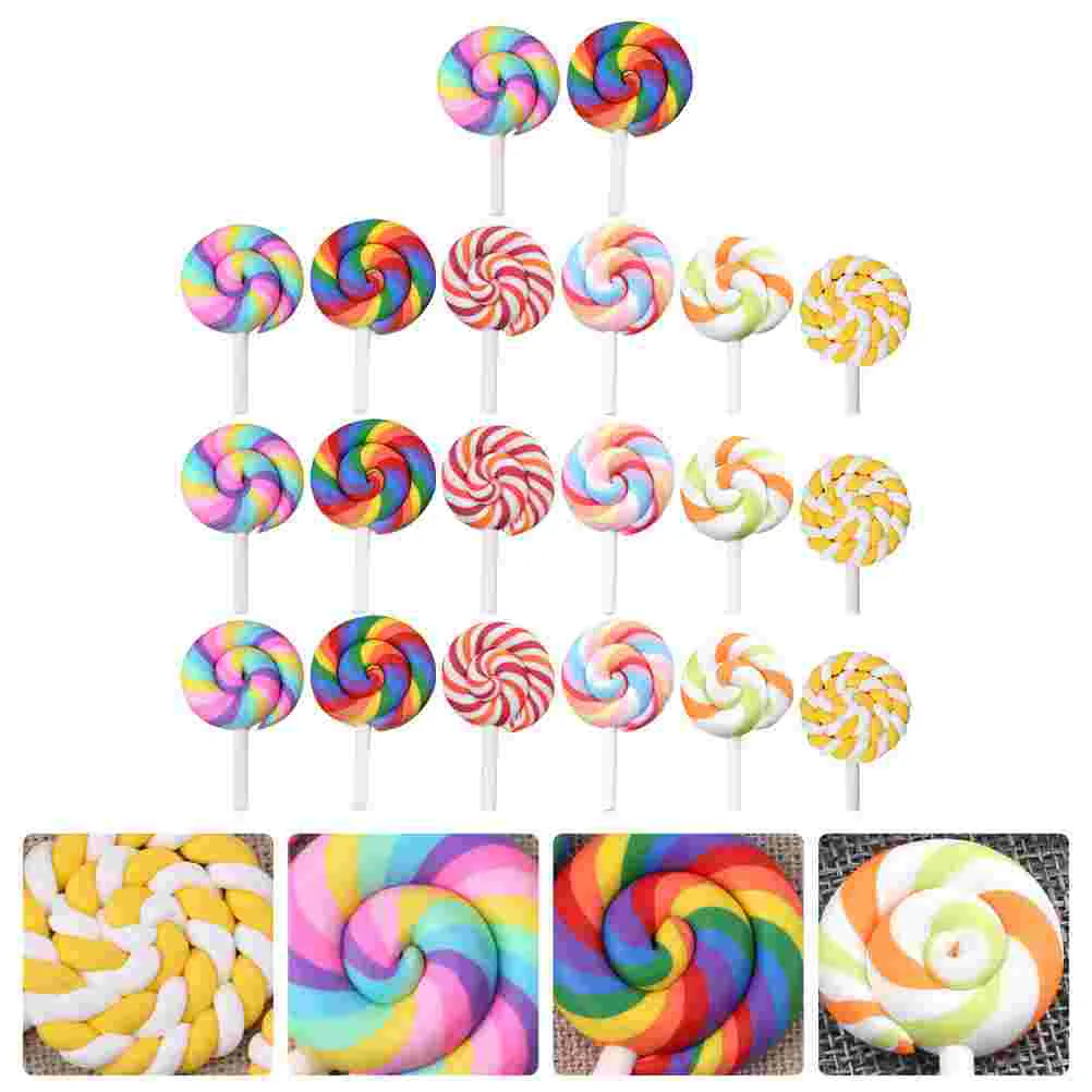 

20 Pcs Resin Crafts Simulation Lollipop Decorations Candy Toys Embellishments Lollipops for DIY Polymer Clay Decors Exquisite