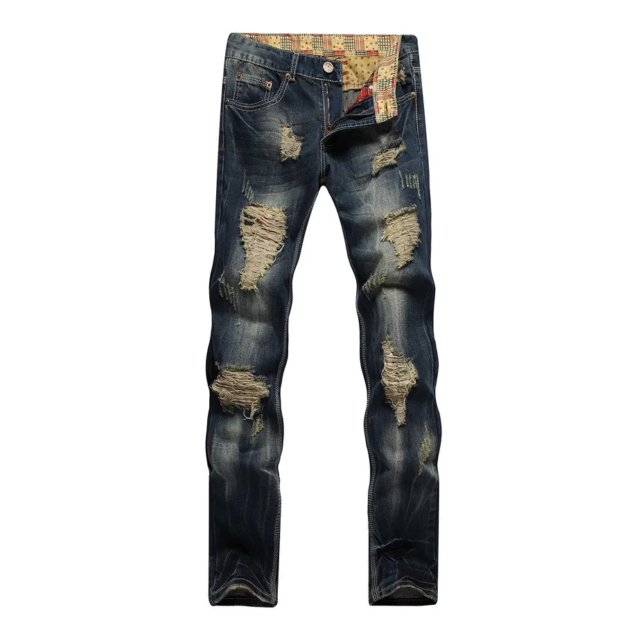 New Men Ripped Denim Trousers Fashion Casual Men's Jeans Slim Skinny Pencil Pants Vintage Dark Blue Color Male Jeans
New Men Ripped Denim Trousers Fashion Casual Men's Jeans Slim Skinny Pencil Pants Vintage Dark Blue Color Male Jeans