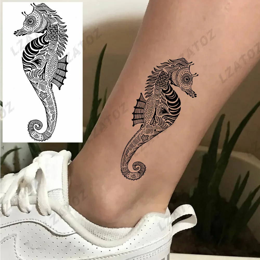 Indian Seahorse Animal Temporary Tattoos For Men Woman Adult Realistic Ocean Whale Shark Fake Tattoo Sticker Foot Washable Tatoo
Indian Seahorse Animal Temporary Tattoos For Men Woman Adult Realistic Ocean Whale Shark Fake Tattoo Sticker Foot Washable Tatoo