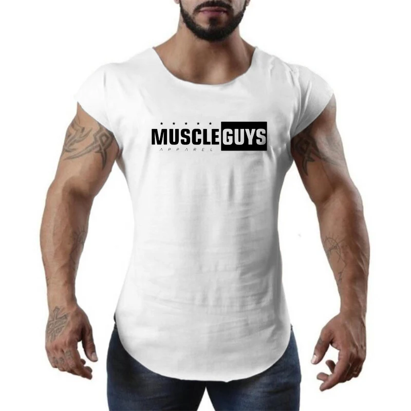 

Muscle Guys Gym Fitness Bodybuilding Sleeveless Slim Fit Tank Tops Summer Thin Breathable Cool Mens Running Sport Workout Shirt