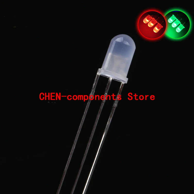 

100PCS F5 5MM Fog-Like LED Red Emerald Green Color Common Anode Common Cathode Light-Emitting Diode Two-Color Indicator Light