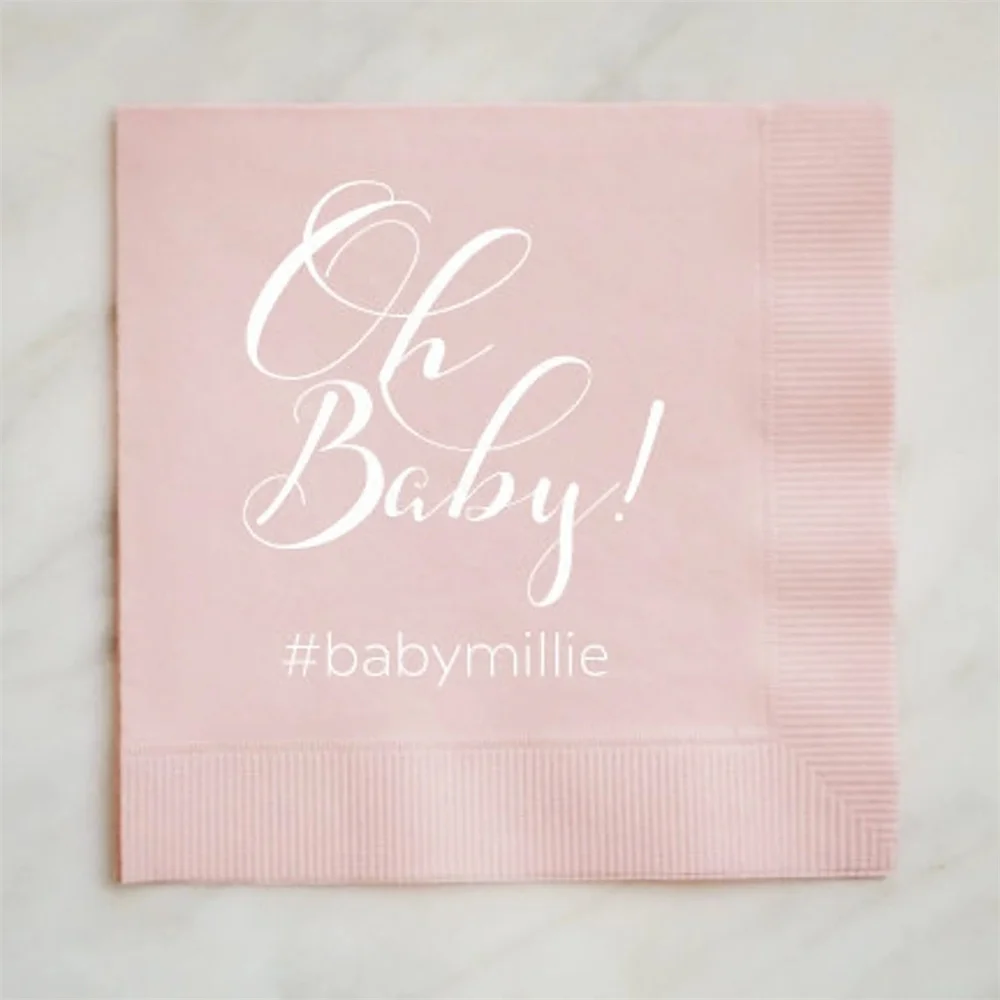 

Personalized Oh Baby Napkins, Baby Shower Napkins, Gender Reveal Napkins, Cocktail Napkins, Boy Baby Shower, Girl Baby Shower Na