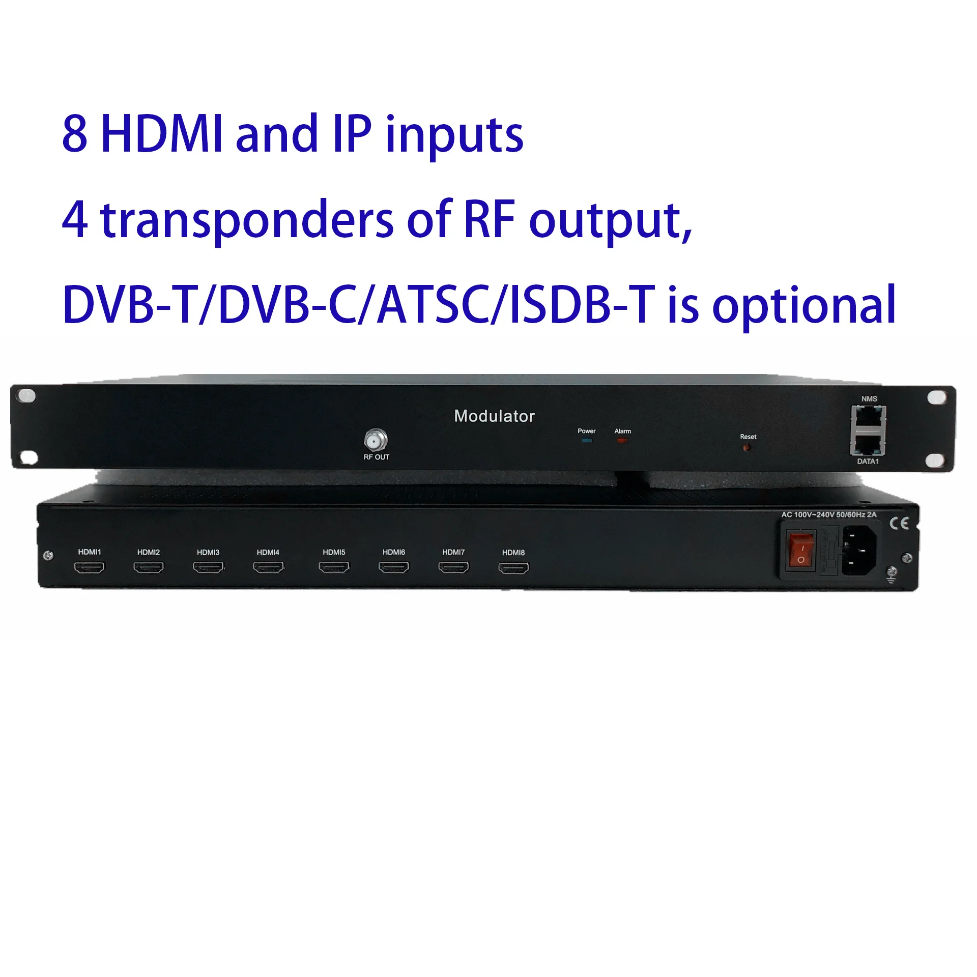

1080P 4/8 HDMI to DVB-C/DVB-T/ATSC/ISDB-T encoder modulator Digital TV Headend QAM RF Modulator