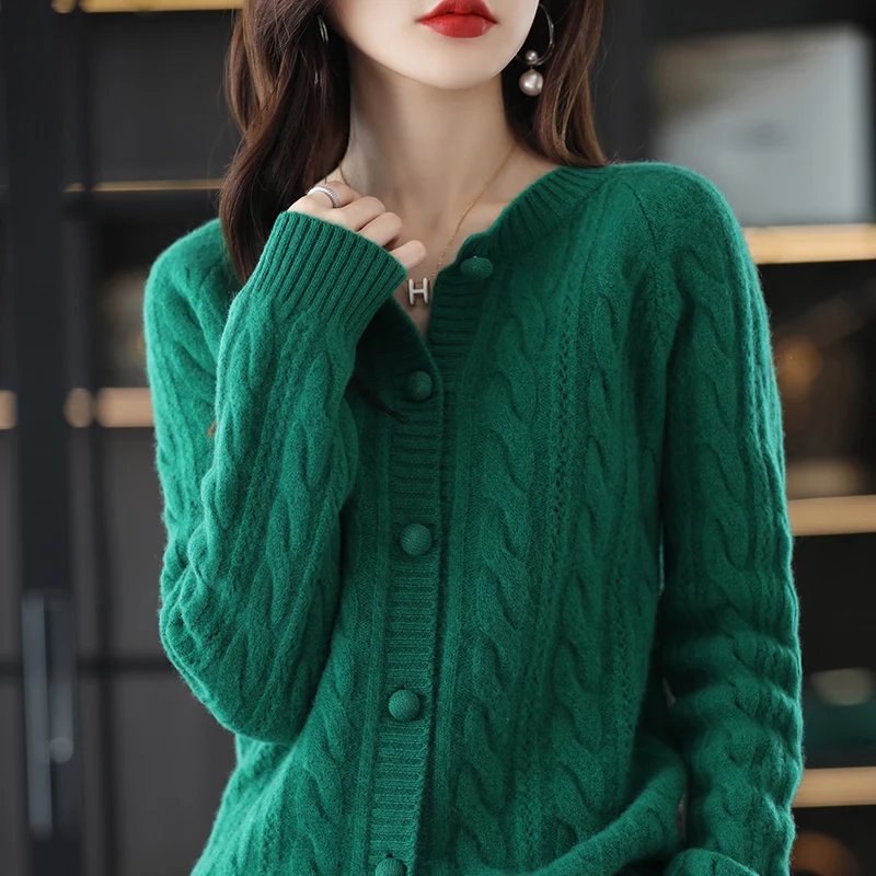 Autumn and winter new knitted solid color 100% wool cashmere cardigan loose sweater ladies full sleeve round neck cashmere sweat
Autumn and winter new knitted solid color 100% wool cashmere cardigan loose sweater ladies full sleeve round neck cashmere sweat