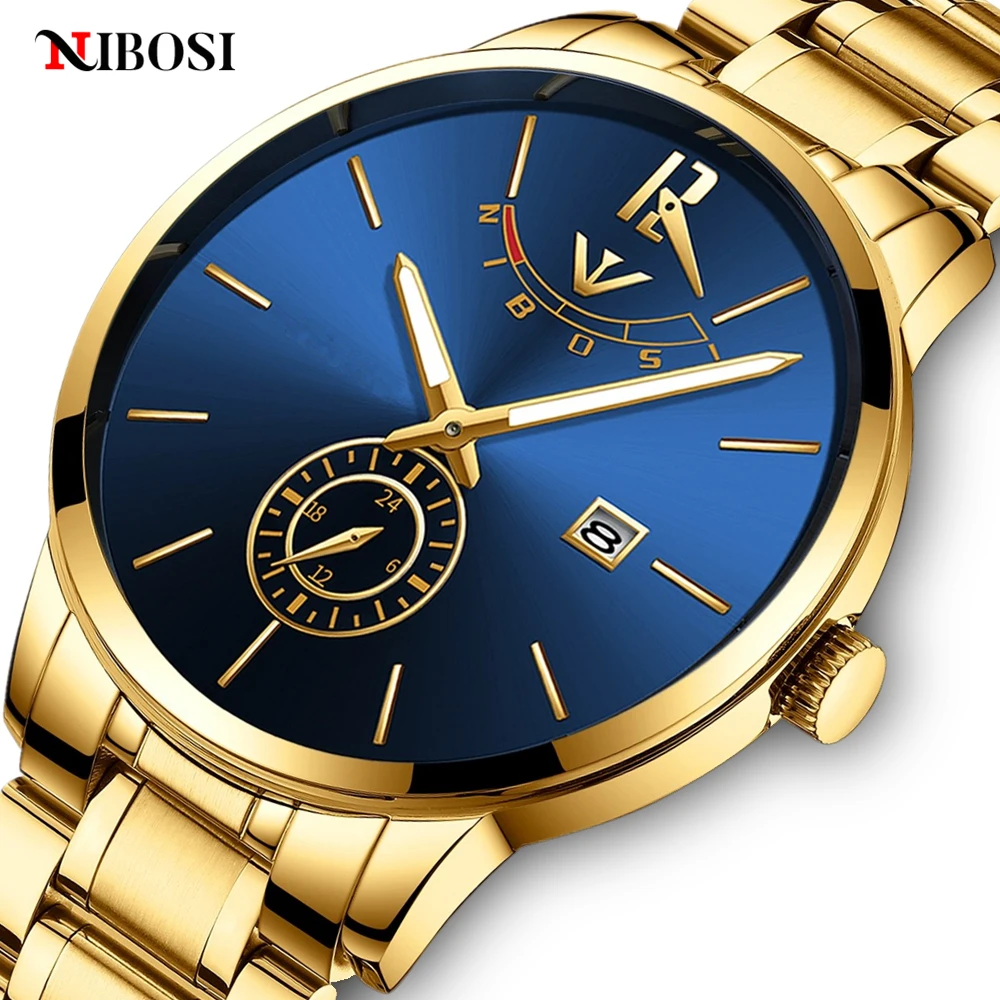 

NIBOSI Luxury Mens Watches Top Brand Fashion Waterproof Quartz Watch For Men Auto Calendar Luminous Male Clock Relogio Masculino