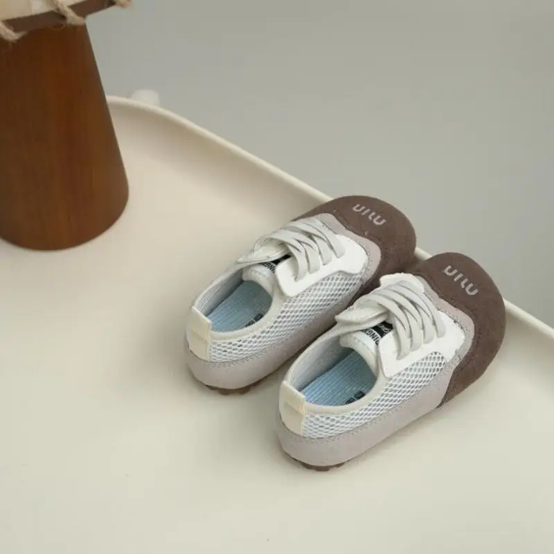 

21-30 Size Children's Board Shoes Spring Autumn Boys' Walking Shoes Girls' Mesh Shoes Soft Soled Baby Cowhide Casual Shoes