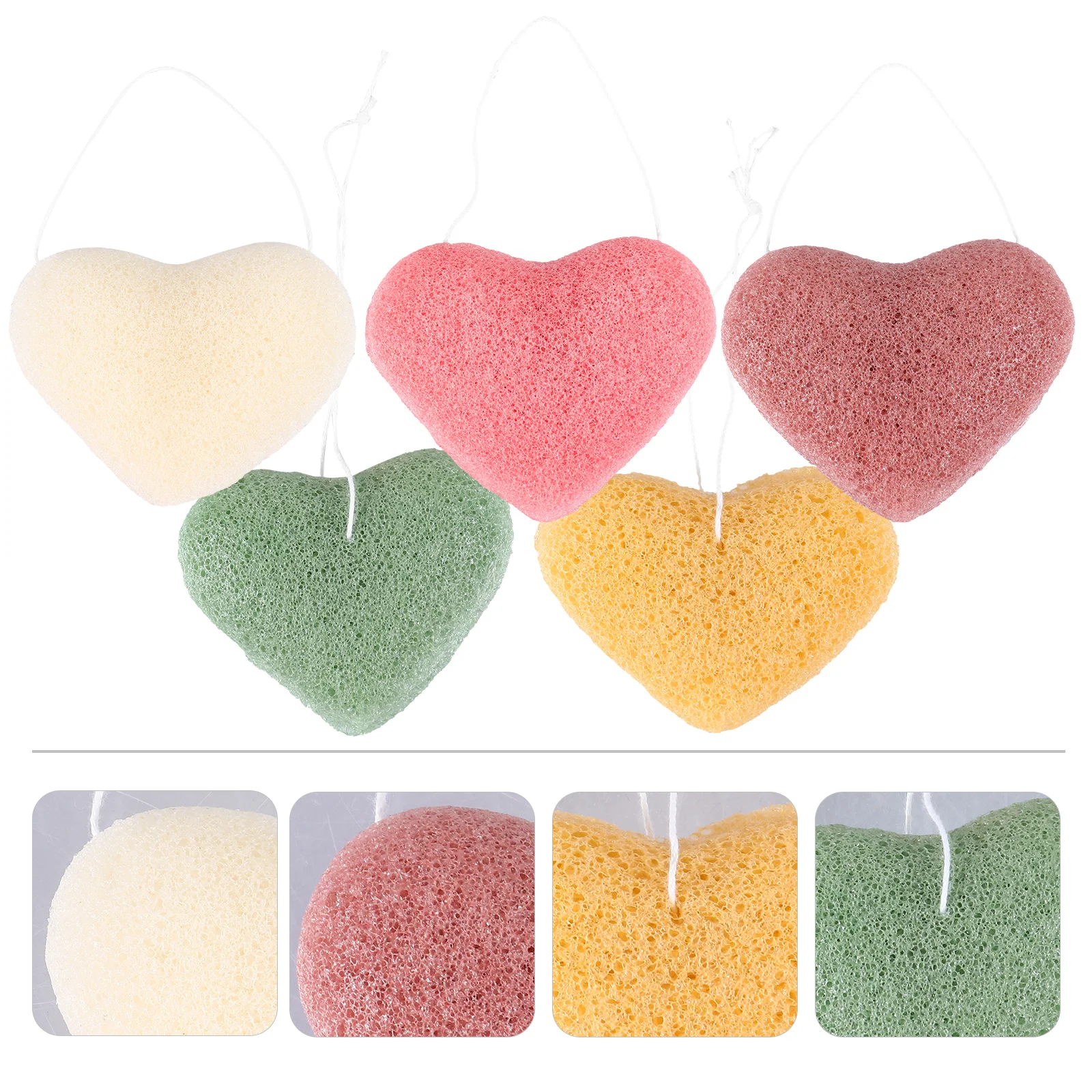 

5 Pcs Heart Shaped Face Wash Sponge for Cleansing Puffs Pads Charcoal Makeup Deep