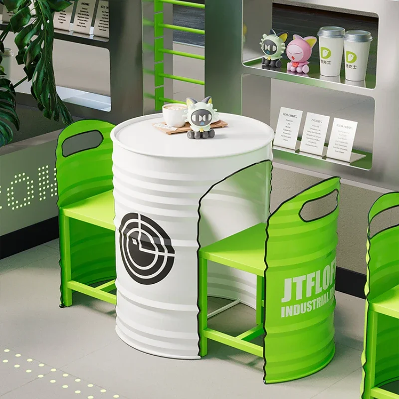 Milk Tea Shop Table and Chair Combination Coffee Shop Dessert Shop Hamburger Shop Rest Area Outdoor Oil Drum Dining Table
Milk Tea Shop Table and Chair Combination Coffee Shop Dessert Shop Hamburger Shop Rest Area Outdoor Oil Drum Dining Table