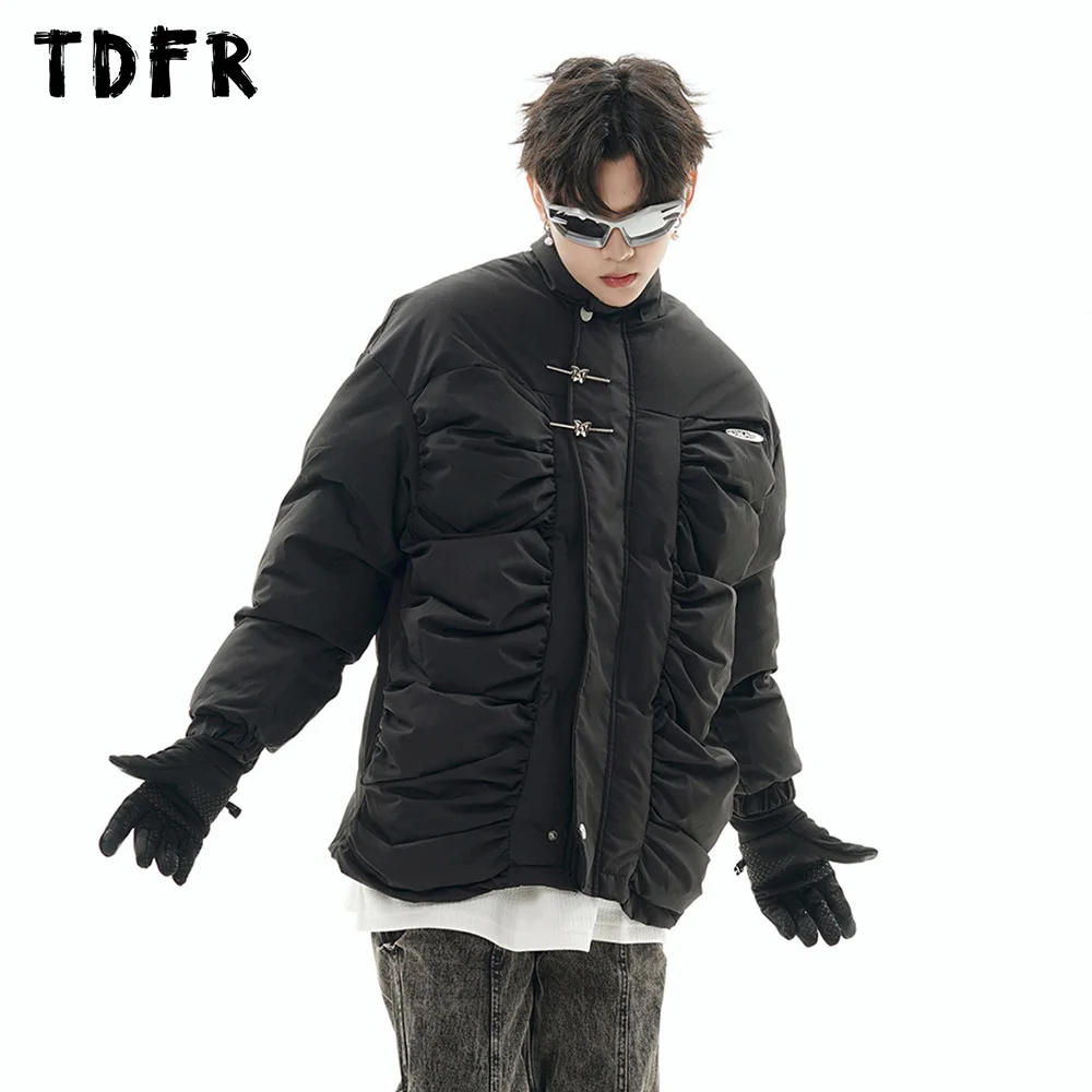 Button Decoration Solid Color Padded Jacket Mens Pleated Winter Thick Stand Collar Drawstring Hem Outerwear Men Quilted Jacket
Button Decoration Solid Color Padded Jacket Mens Pleated Winter Thick Stand Collar Drawstring Hem Outerwear Men Quilted Jacket