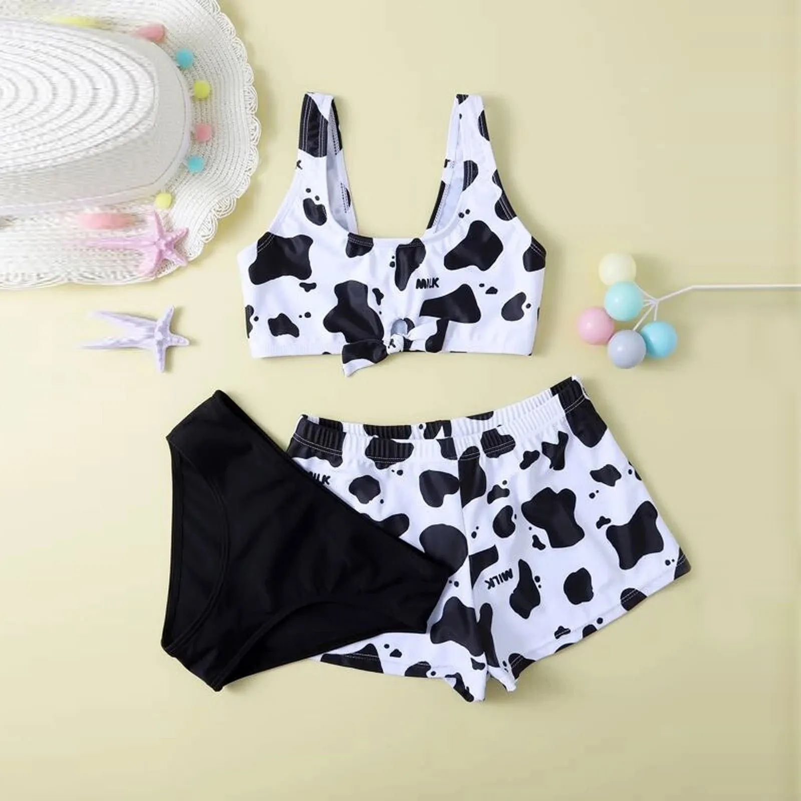 Bañador Kawaii de 3 piezas para niña conjunto de Bikini Infantil