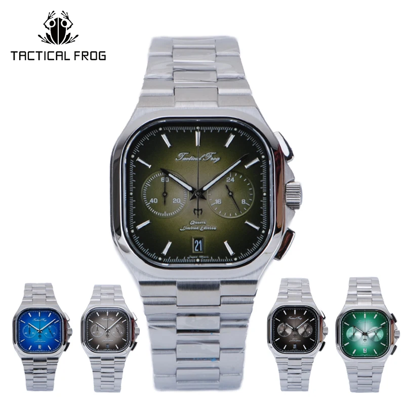 

Tactical Frog Watch For Men 40mm VK64 chronograph Quartz Movement Sapphire C3 Super Luminous 100M Waterproof Luxury Men's Watch