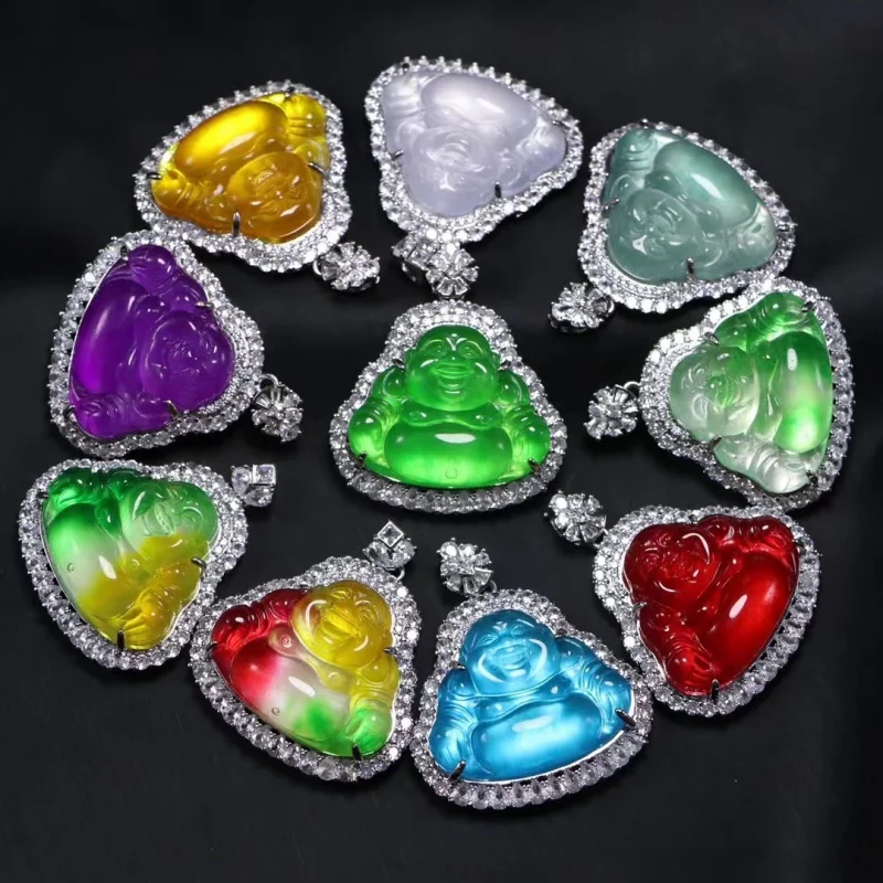 Император зеленый изумруд Будда кулон мозаика нефрит три цвета ожерелье 
Император зеленый изумруд Будда кулон мозаика нефрит три цвета ожерелье