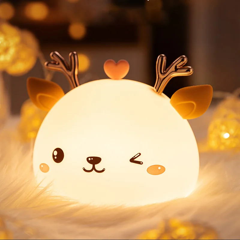 Cute LED Night Light Silicone Touch Sensor 7 Colors Deer Night Lamp Kids Baby Bedroom Desktop Decor Ornaments Battery/USB Charge
Cute LED Night Light Silicone Touch Sensor 7 Colors Deer Night Lamp Kids Baby Bedroom Desktop Decor Ornaments Battery/USB Charge