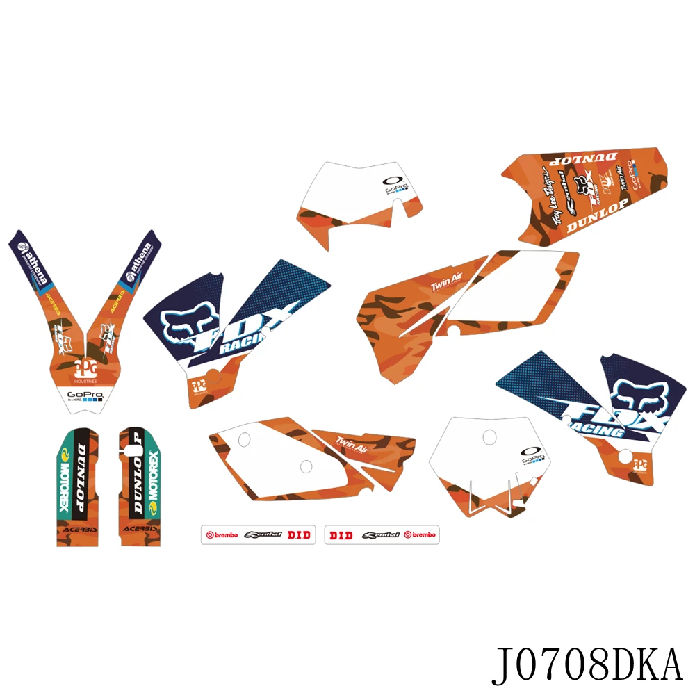for KTM 125 200 250 300 400 450 525 EXC 2004 2005 2006 2007 Full Graphics Decals Stickers Kit Custom Number Name | Автомобили и