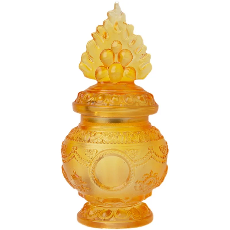 

Dragon King Eight Auspicious Symbols Mani Treasure Bottle Yellow God of Wealth Bottle Lotus Buddha Worship Ornaments Installed