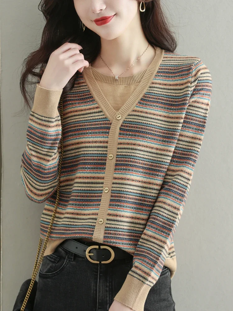 Vintage Sweater Woman Autumn Winter Korean Fashion Pullover Femme Womens Clothing Long Sleeve Top Print Stripe Sweaters
Vintage Sweater Woman Autumn Winter Korean Fashion Pullover Femme Womens Clothing Long Sleeve Top Print Stripe Sweaters