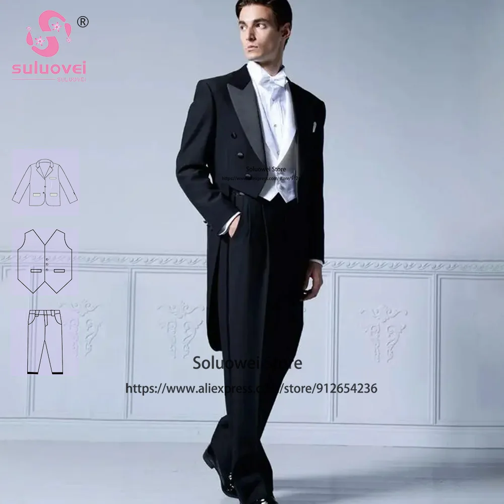 

Fashion Slim Fit Suits For Men Celebrity 3 Piece Blazer Pants Vest Handsome Formal Wedding Groom Dinner Prom Tuxedo Tailored Set