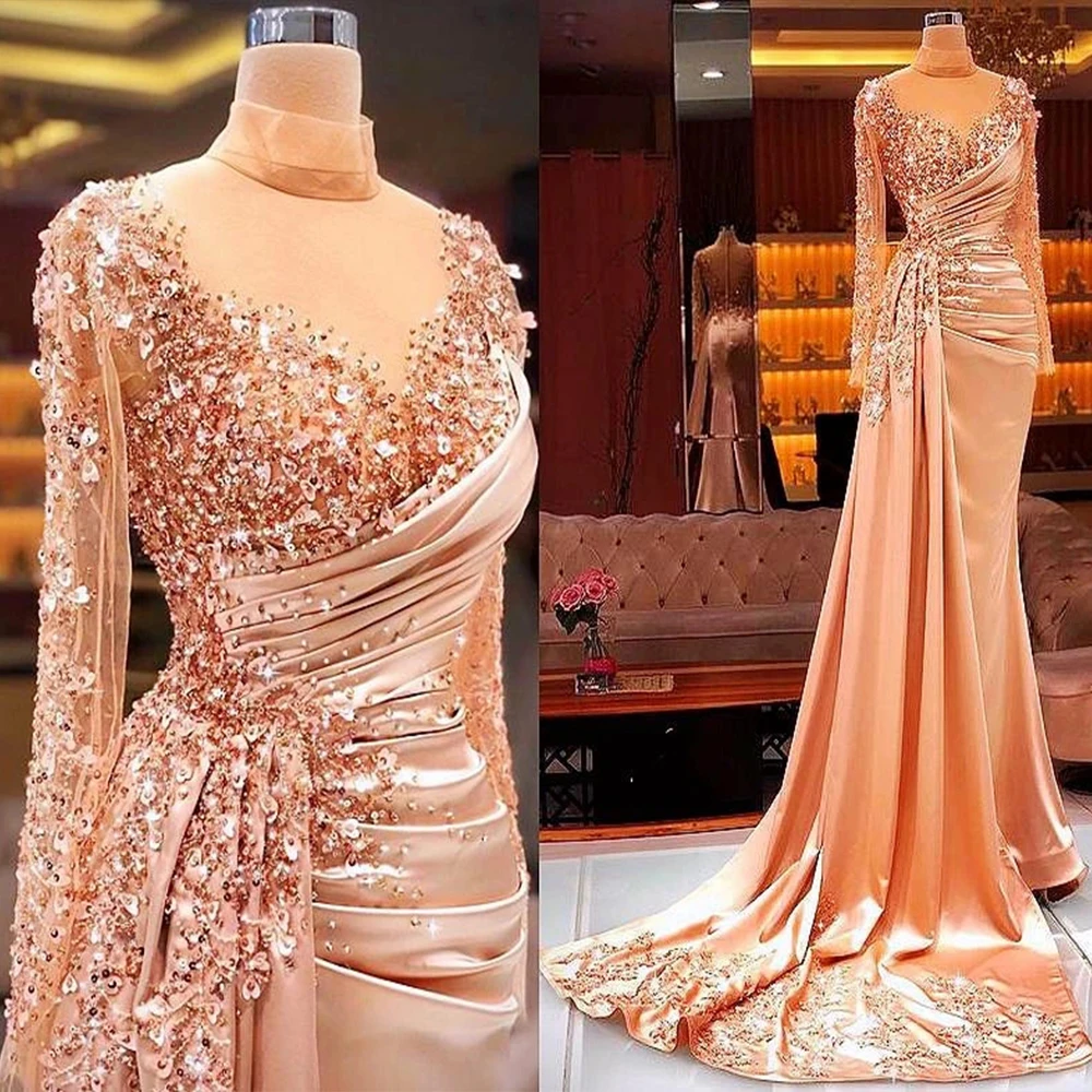 2024 Mermaid Sexy Prom Dresses Sheer Neck Beaded Sequins Arabic Aso Ebi Luxurious Blush Pink Long Sleeve Evening Gowns Plus Size
2024 Mermaid Sexy Prom Dresses Sheer Neck Beaded Sequins Arabic Aso Ebi Luxurious Blush Pink Long Sleeve Evening Gowns Plus Size