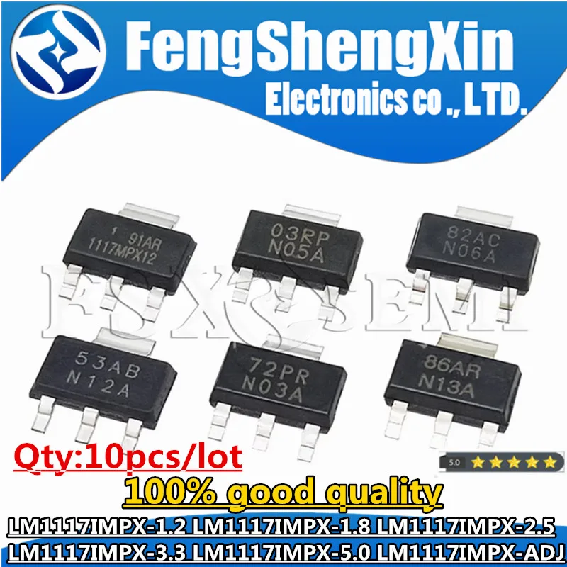 10PCS LM1117IMPX-1.2 LM1117IMPX-1.8 LM1117IMPX-2.5 LM1117IMPX-3.3 LM1117IMPX-5.0 LM1117IMPX-ADJ N12A N13A N05A N06A N03A SOT223
10PCS LM1117IMPX-1.2 LM1117IMPX-1.8 LM1117IMPX-2.5 LM1117IMPX-3.3 LM1117IMPX-5.0 LM1117IMPX-ADJ N12A N13A N05A N06A N03A SOT223