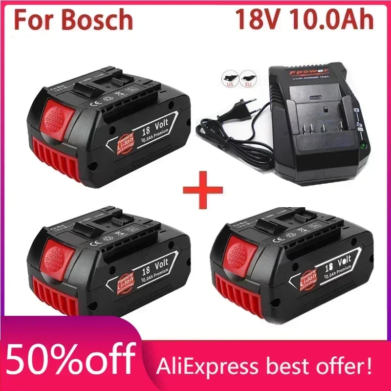 

100% Original 18V 10.0A Lithium Ion Rechargeable Battery for Bosch 10000mah Spare Power Tools Portable Replacement Indicator