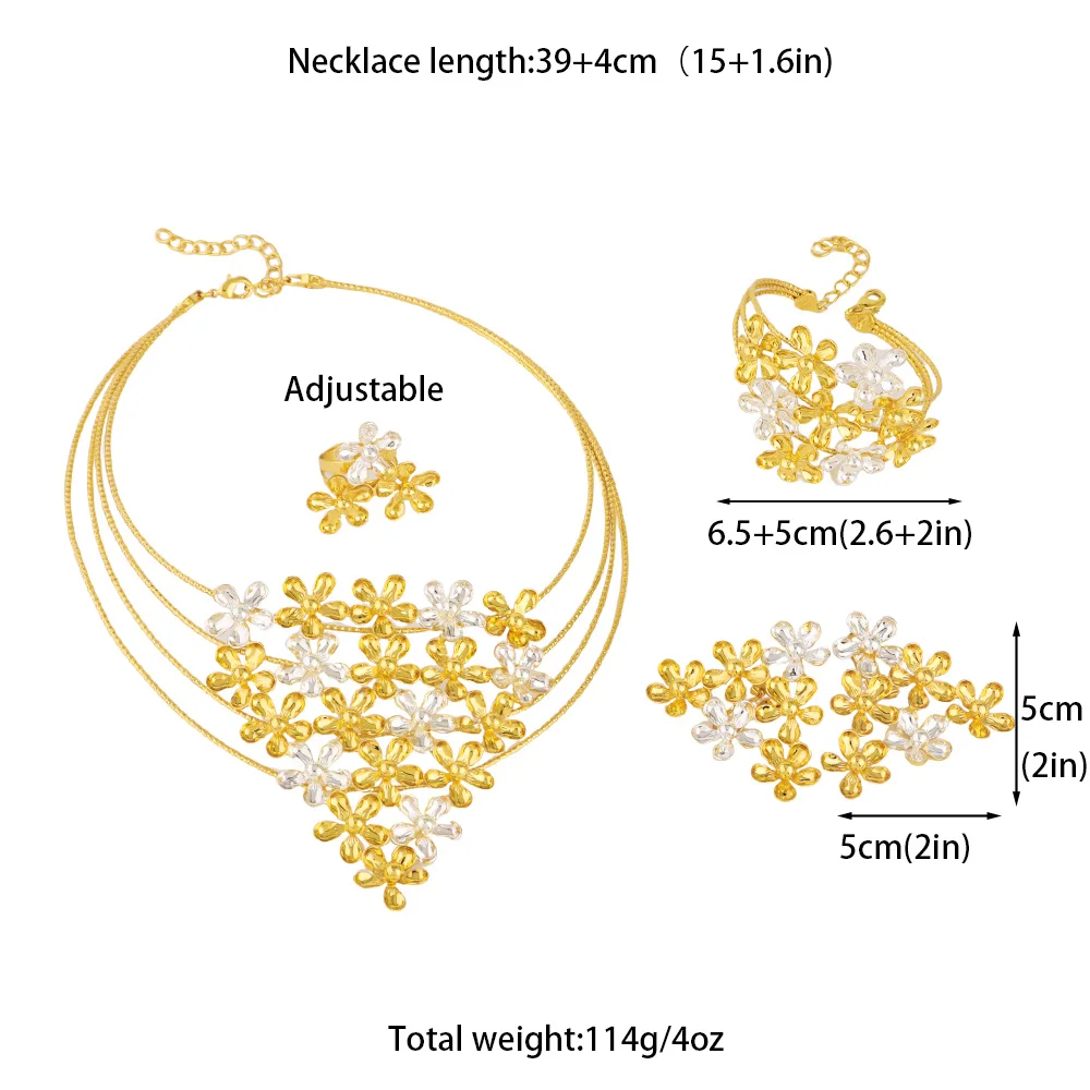 Fashion Silver Gold Color Hollow Shape Necklace Earrings Bracelet Ring Set for Women Exaggerated Design Jewelry Gift for Party 1 Mallzona S2afc0face69b46bc89a9a2a9b7098133Q Fashion Silver Gold Color Hollow Shape Necklace Earrings Bracelet Ring Set for Women Exaggerated Design Jewelry Gift for Party Mallzona