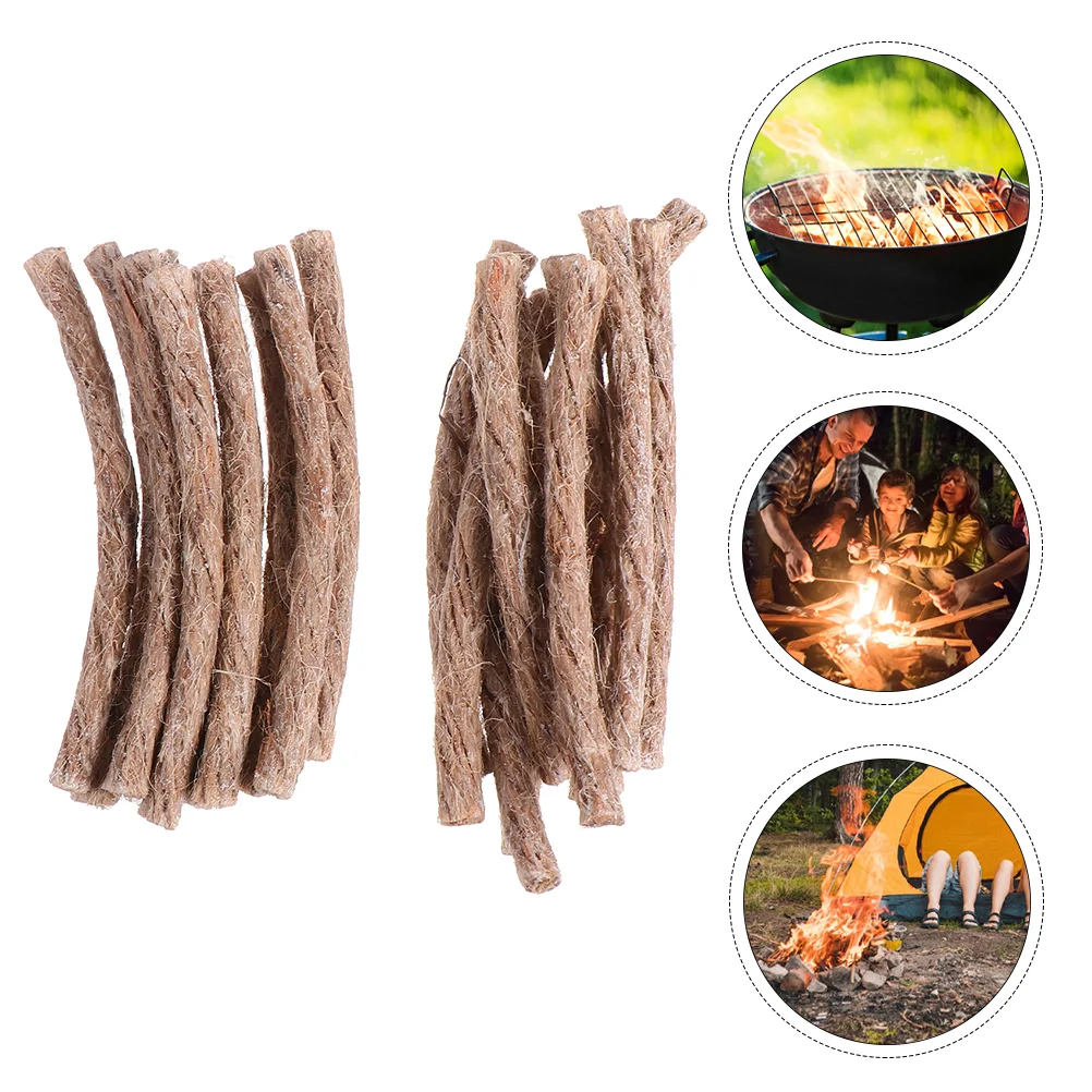 

20 Pcs Kindling Lighters Camping Fire Starters Hiking Natural Wick Cord Rope Travel Survival