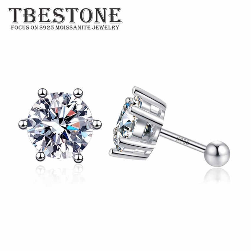 Tbestone 0.3-1 Carat Moissanite S925 Sterling Silver Fashion Simple 6 Prong Screw Stud Earrings for Women's Party Brand Jewelry
Tbestone 0.3-1 Carat Moissanite S925 Sterling Silver Fashion Simple 6 Prong Screw Stud Earrings for Women's Party Brand Jewelry