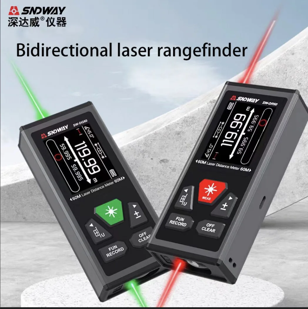 

SNDWAY SW-DR/DG Series 2 Way Laser Measure Meter Rangefinder Red Green Laser Distance Meter 60M 100M Mini Digital Range Finder