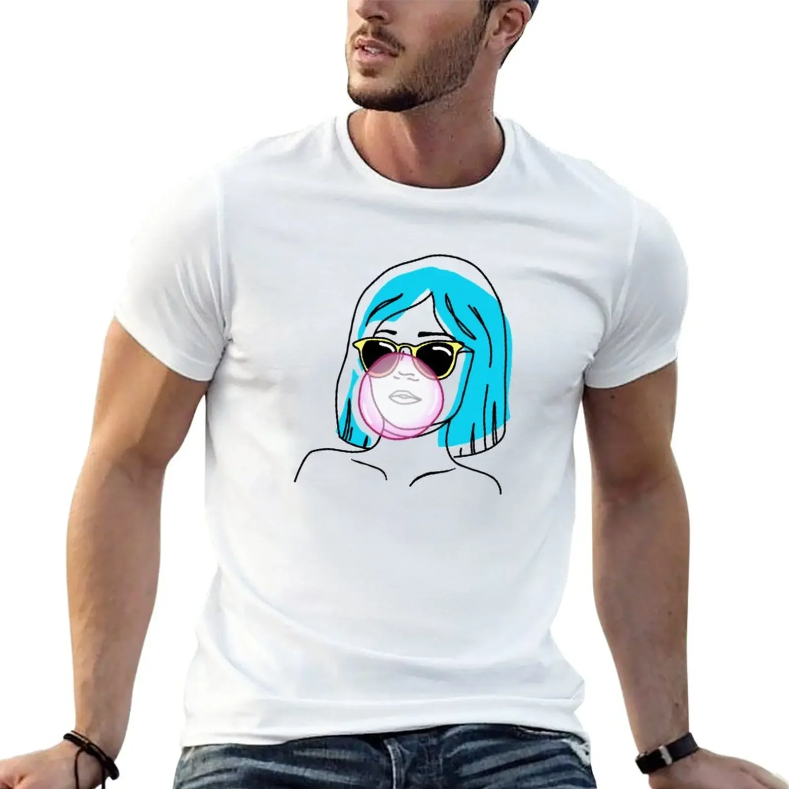A girl with blue hair and glasses inflates a bubble of gum T-Shirt oversizeds oversized mens t shirt
A girl with blue hair and glasses inflates a bubble of gum T-Shirt oversizeds oversized mens t shirt