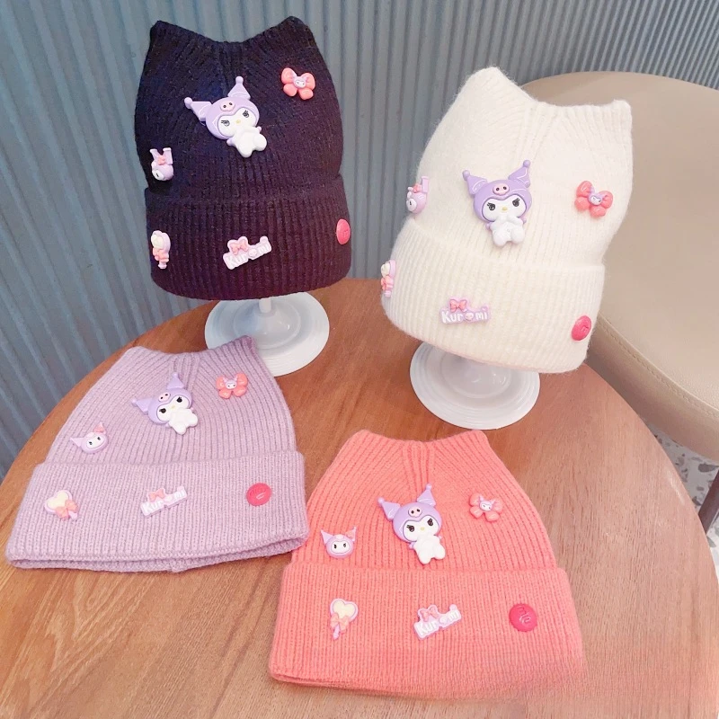 Kawaii Sanrio Anime Kuromi Cute Cartoon Knitted Hat Autumn and Winter Children Fashion Warm Cold-proof Hat Gift for Girls
Kawaii Sanrio Anime Kuromi Cute Cartoon Knitted Hat Autumn and Winter Children Fashion Warm Cold-proof Hat Gift for Girls