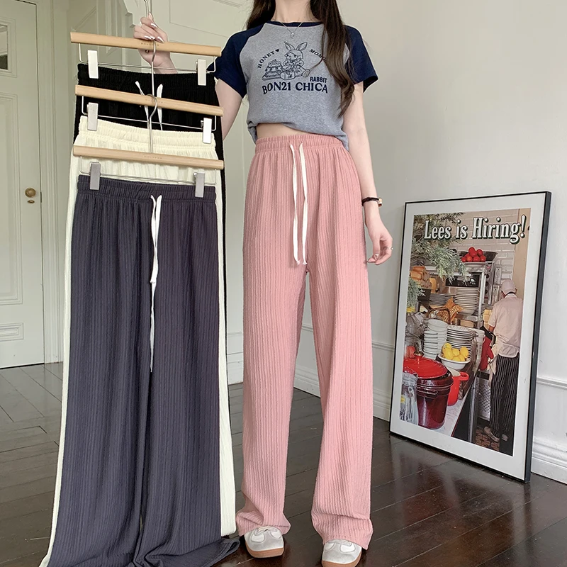 4 Color Korean Women Clothes Long Pants Loose Elastic High Waist Ice Silk Chiffon Thin Straight Trousers
4 Color Korean Women Clothes Long Pants Loose Elastic High Waist Ice Silk Chiffon Thin Straight Trousers