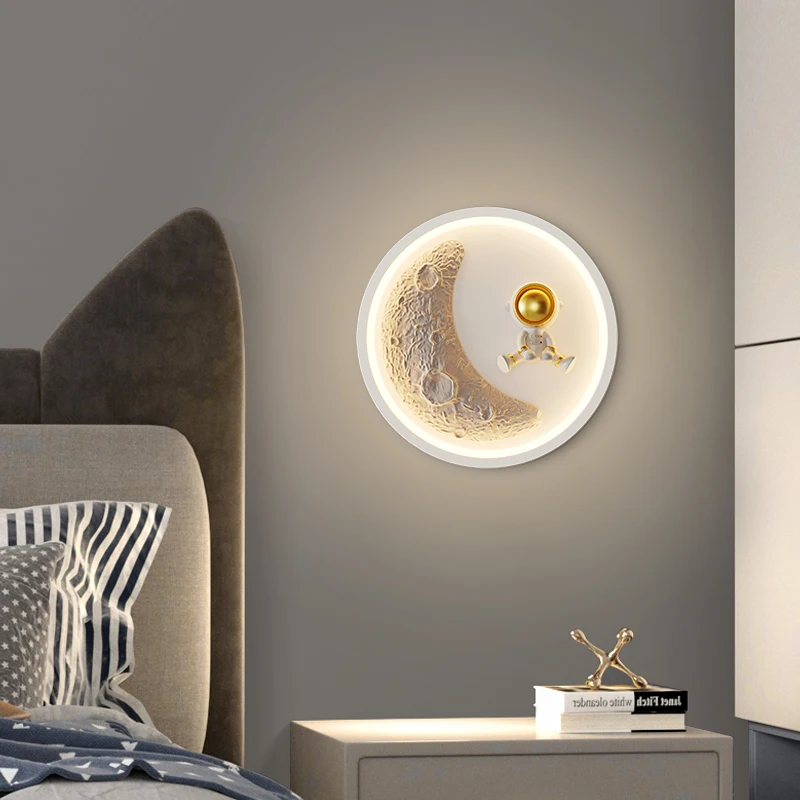 

Children's Room Wall Lamps Modern Minimalist Cartoon Astronaut Boy Girl Bedroom Bedside Lamp Nordic Resin Aisle Lamp Loft Decor