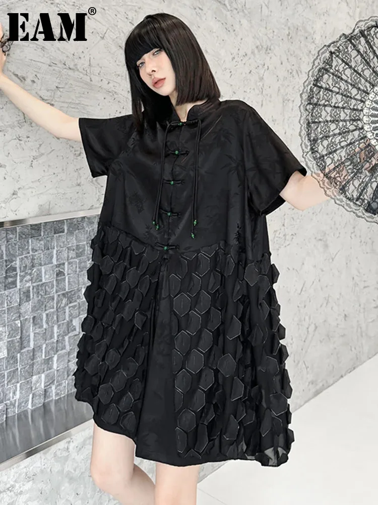 Женский костюм-двойка с шортами EAM, черная рубашка с широкими штанинами и коротким рукавом, с отложным воротником, большие размеры, весна-лето 2024
Женский костюм-двойка с шортами EAM, черная рубашка с широкими штанинами и коротким рукавом, с отложным воротником, большие размеры, весна-лето 2024