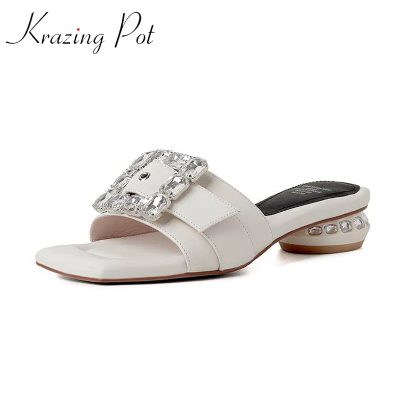 Krazing Pot Cow Leather Square Crystal Buckle Mules Summer Peep Toe Bohemian Style Straw Slip On Women Luxury Outside Slippers
Krazing Pot Cow Leather Square Crystal Buckle Mules Summer Peep Toe Bohemian Style Straw Slip On Women Luxury Outside Slippers