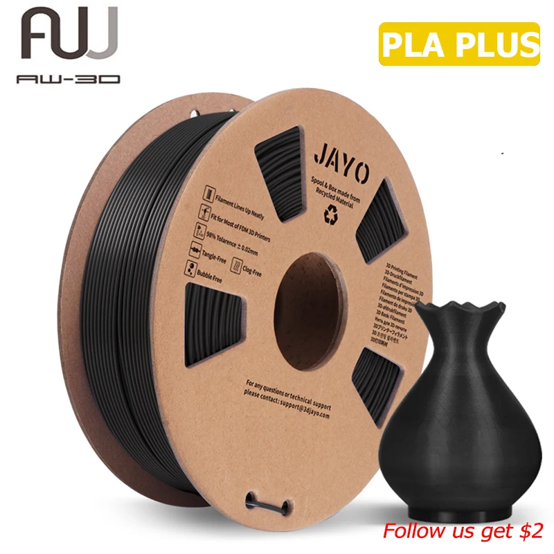 

AW PLA+ 3D Printer Filament 1.75mm Dimensional Accuracy +/- 0.02mm 1KG Spool 3D Printing Material Fit for FDM 3D Printers