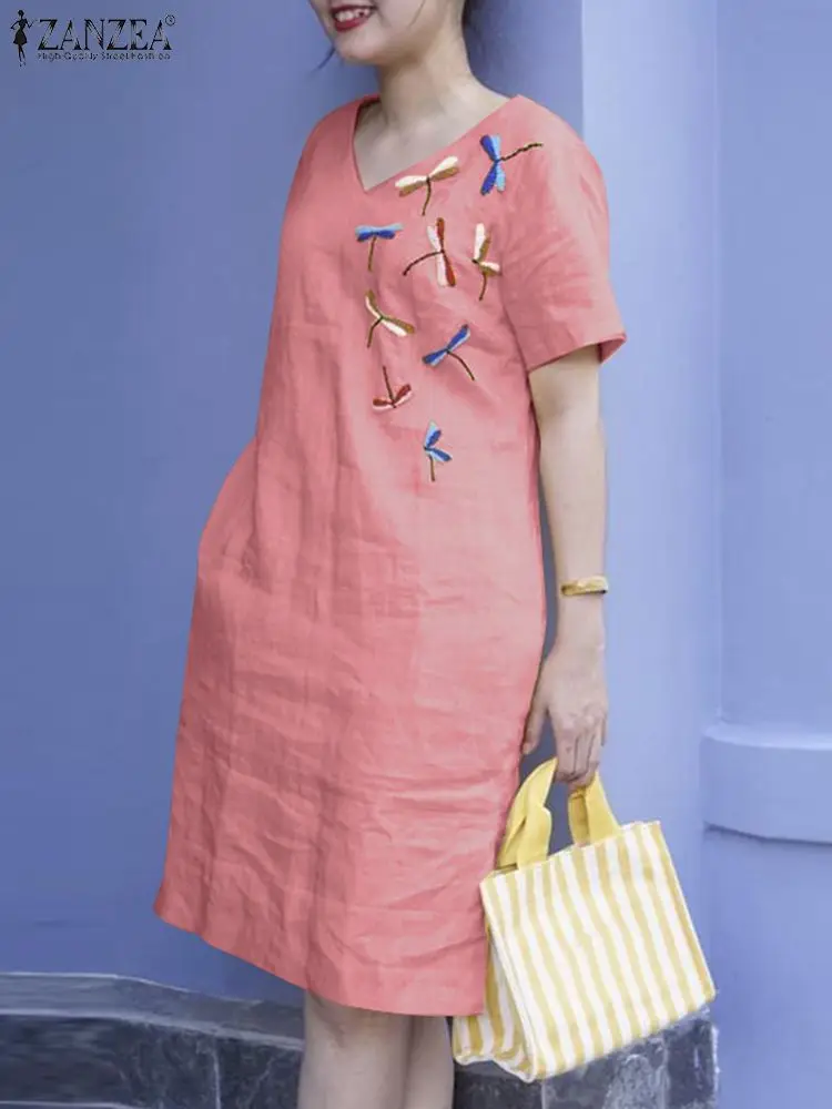 ZANZEA Vintage Oversize Women Cotton Dresses Embroidered Knee Length Vestido Holiday V-neck Solid Robe Fashion 2023 Summer Dress
ZANZEA Vintage Oversize Women Cotton Dresses Embroidered Knee Length Vestido Holiday V-neck Solid Robe Fashion 2023 Summer Dress