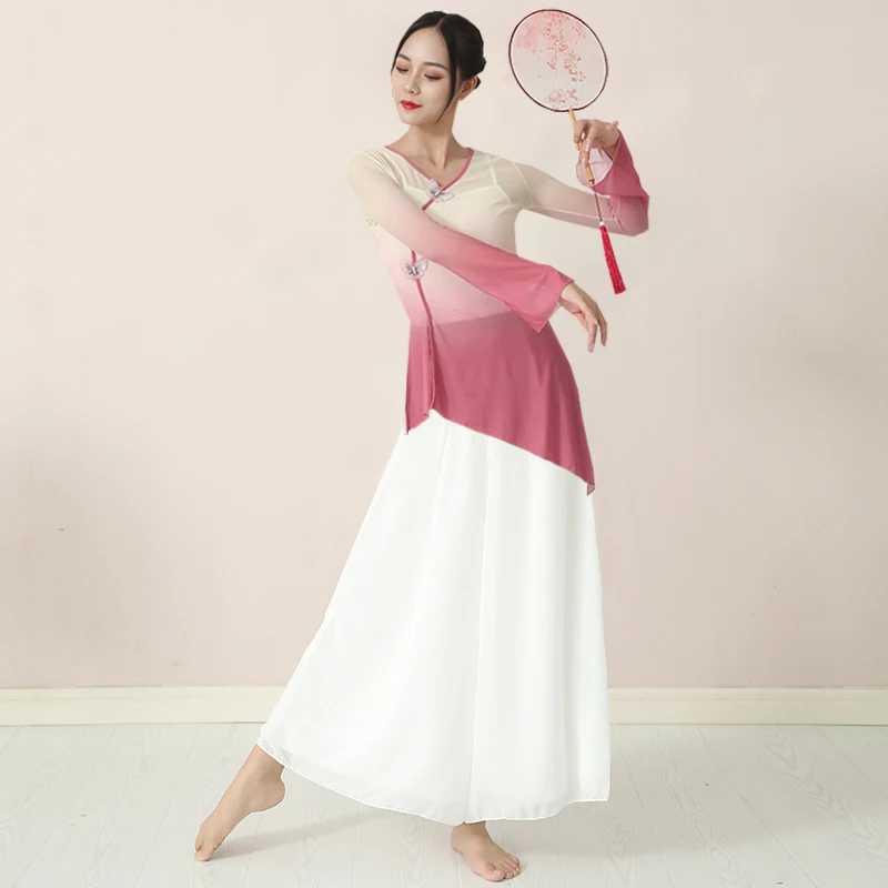 Chinese Dance Clothes Dress Ethnic Dance Performance Suit Women's Flowing Gradient Elastic Top Classical Dance Yarn Costumes
Chinese Dance Clothes Dress Ethnic Dance Performance Suit Women's Flowing Gradient Elastic Top Classical Dance Yarn Costumes