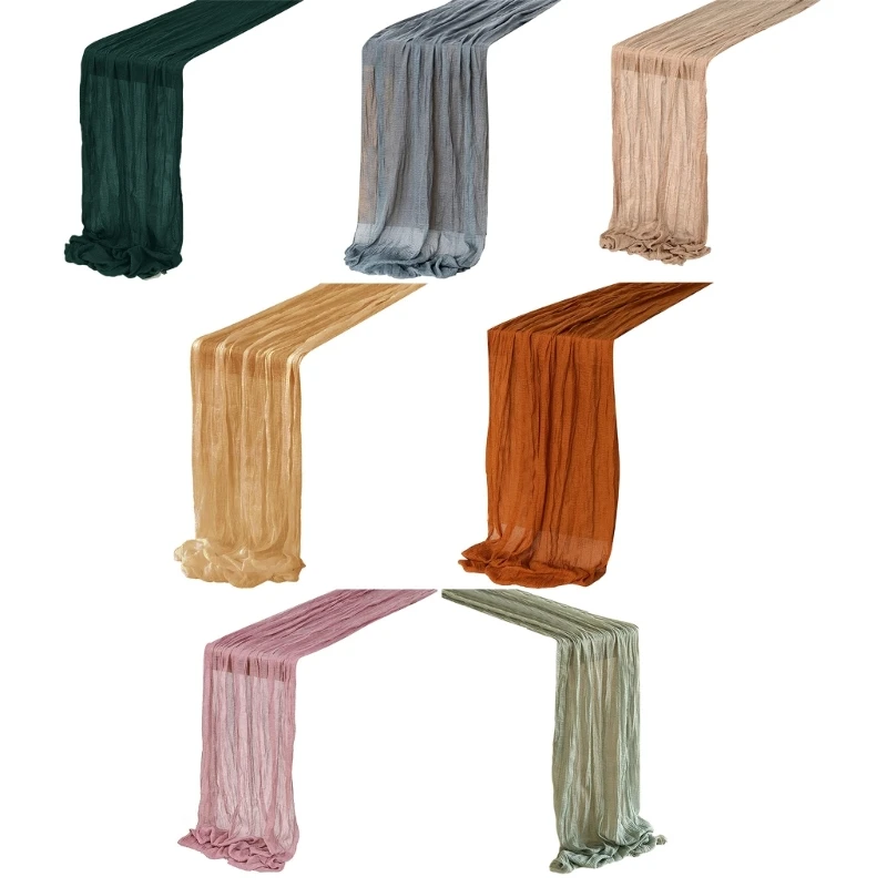 

Pleated Polyester Table Runner Table Delicate Texture Elegant Wrinkled Tablecloth Table Runner for Home Decor P15F