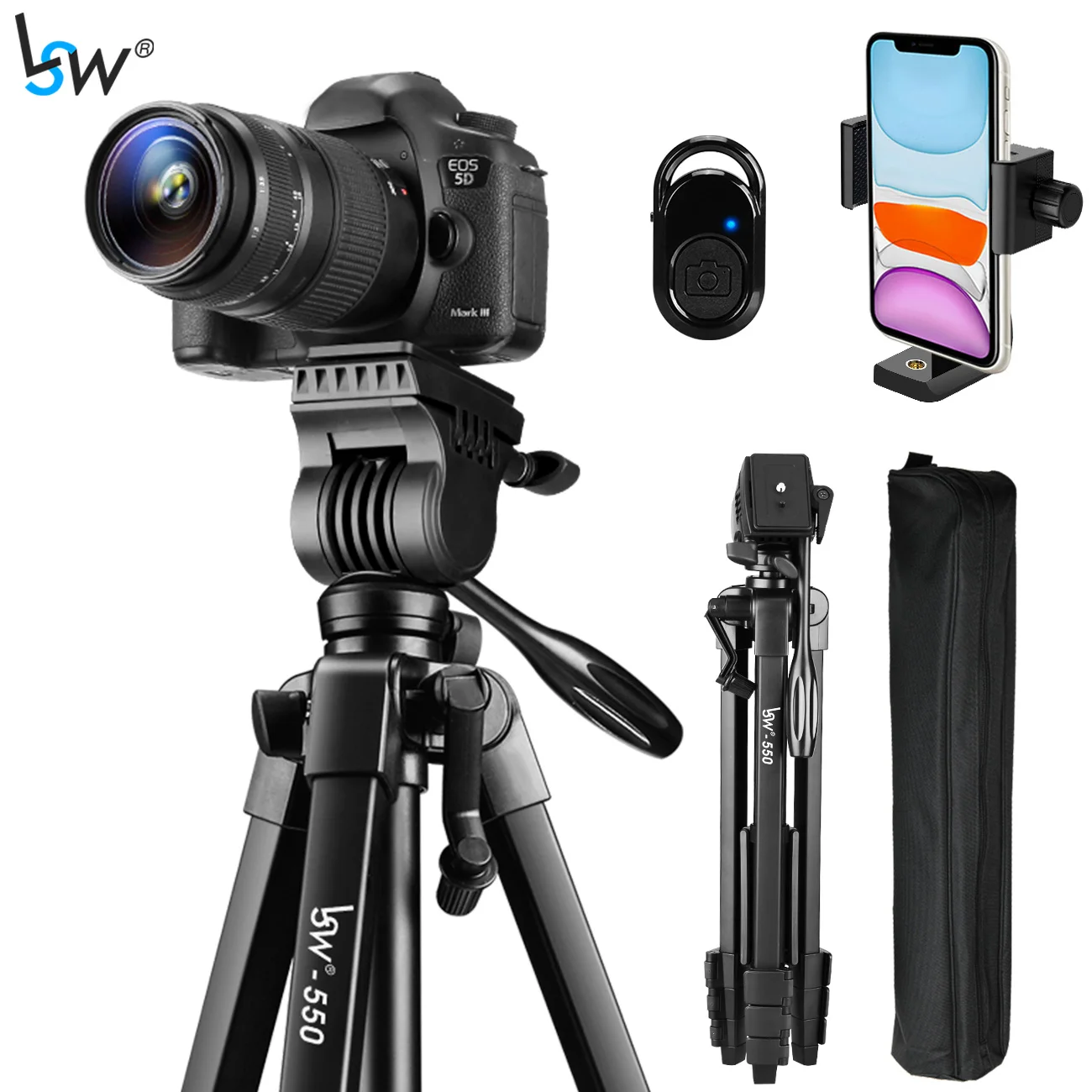 Camera Tripod Stand for DSLR/SLR with Aluminium Fluid Head, 152cm Professional Photography Tripod with Phone Holder & Remote
Camera Tripod Stand for DSLR/SLR with Aluminium Fluid Head, 152cm Professional Photography Tripod with Phone Holder & Remote