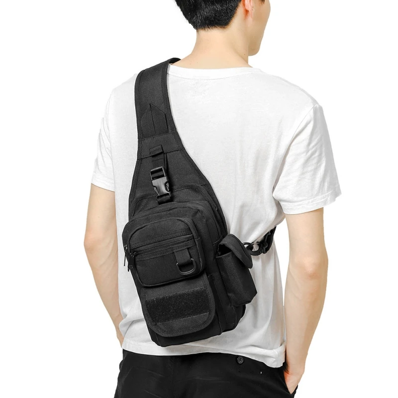 

Рюкзак-Кроссбоди с регулируемым плечевым ремнем, велосипедная сумка из ткани «Оксфорд» с несколькими карманами, нагрудная Сумка-слинг