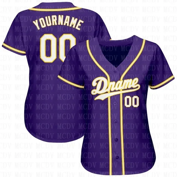 Custom Purple White-Gold Authentic Baseball Jersey Personlized Football Short Sleeves Athletic Tee Shirts Unisex Top
Custom Purple White-Gold Authentic Baseball Jersey Personlized Football Short Sleeves Athletic Tee Shirts Unisex Top