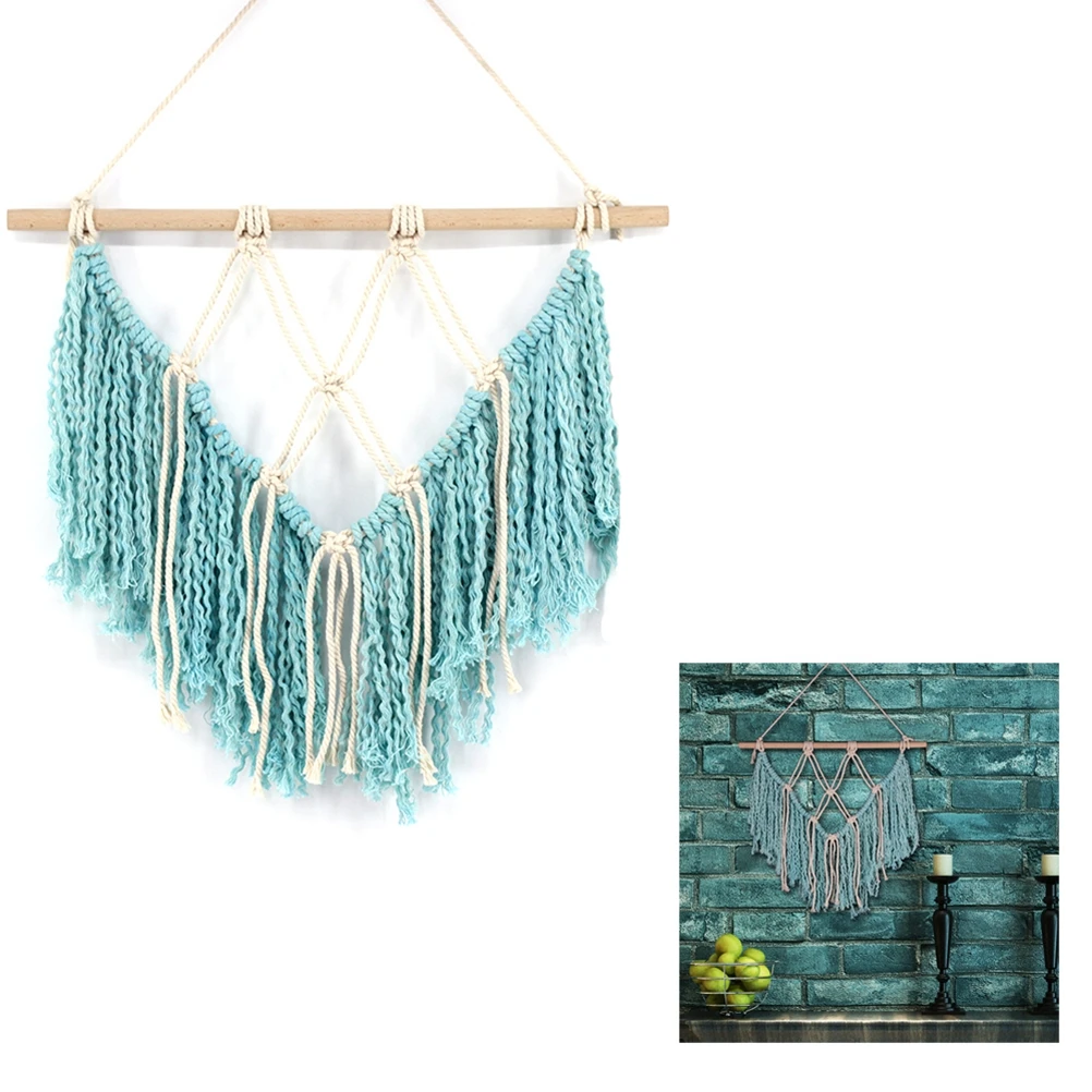 Blue Cotton Woven Tapestry - Tassel Boho Wall Blanket 1 S2b0b830966a7452e866919bdb80d3a95h
