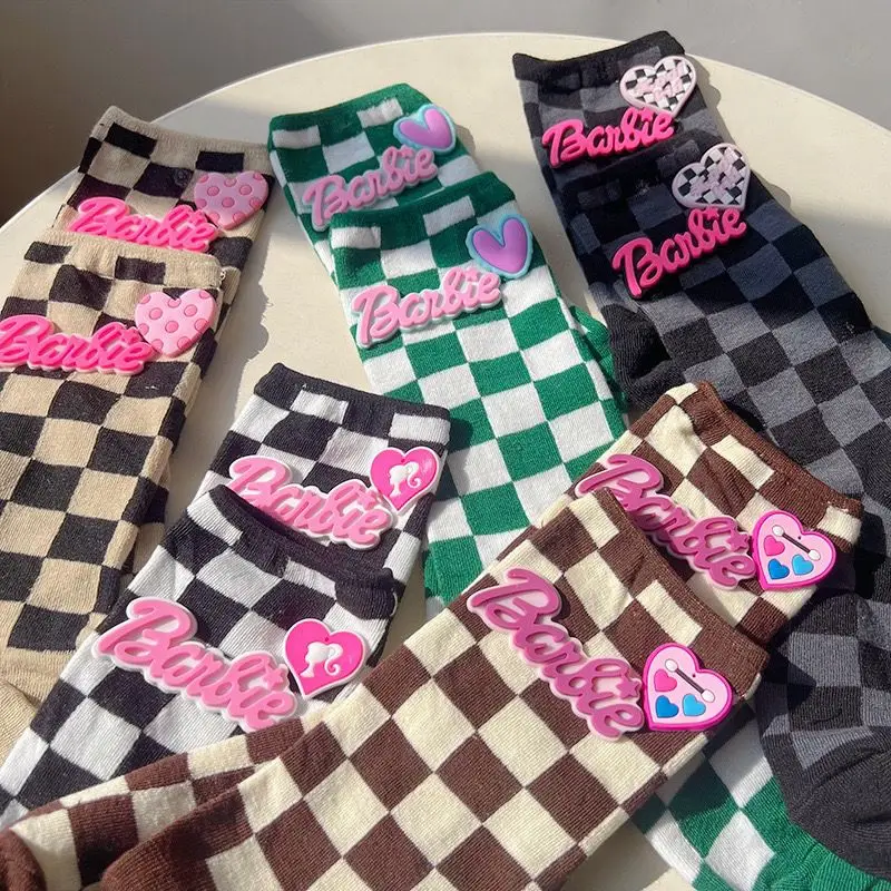 Barbie Plaid Socks Mid Tube Kawaii Cartoon Sportsocks Pink Girl Beauty Soft Polyester Fiber Sweat Absorbing Breathable Stockings
Barbie Plaid Socks Mid Tube Kawaii Cartoon Sportsocks Pink Girl Beauty Soft Polyester Fiber Sweat Absorbing Breathable Stockings