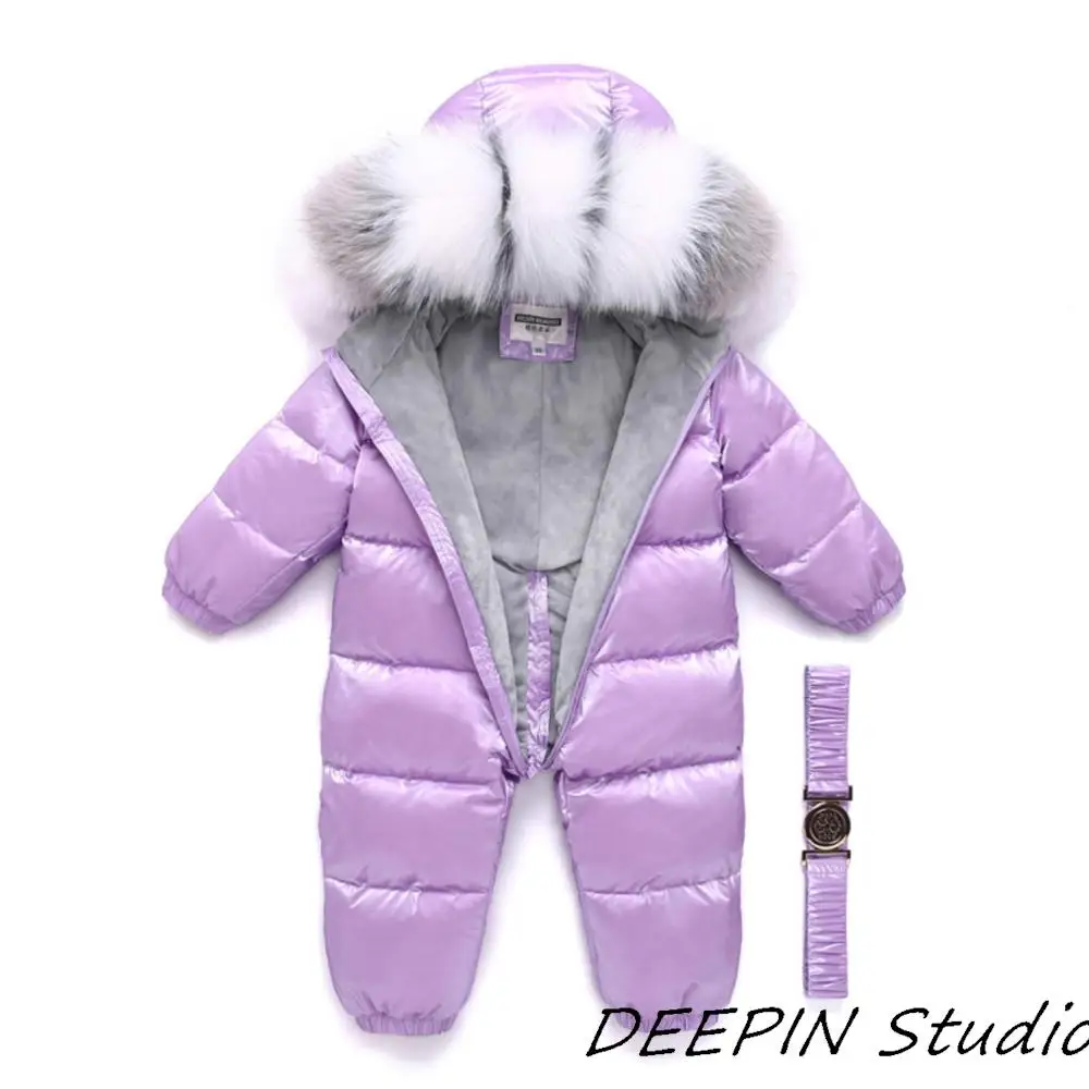 

-30℃ Outerwear Children Thicken Jumpsuit Down Jacket 2024 New Winter Clothing Boy Coats Real Fur Snowsuits Girls Clothes Parka