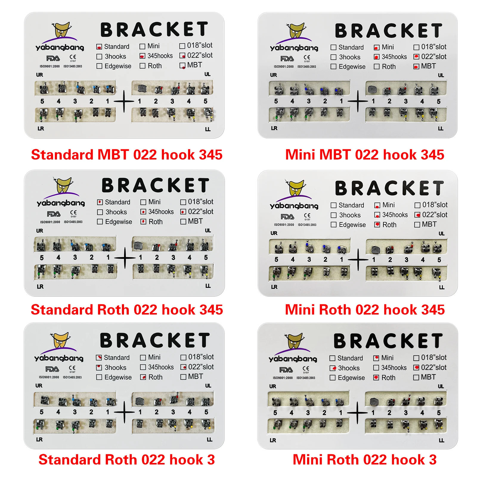 5packs Dental Orthodontic Brackets Braces standrad/Mini MBT/Roth Slot.022 hook 345/3 Used For Dental Treatment UR/UL/LR/LL
5packs Dental Orthodontic Brackets Braces standrad/Mini MBT/Roth Slot.022 hook 345/3 Used For Dental Treatment UR/UL/LR/LL