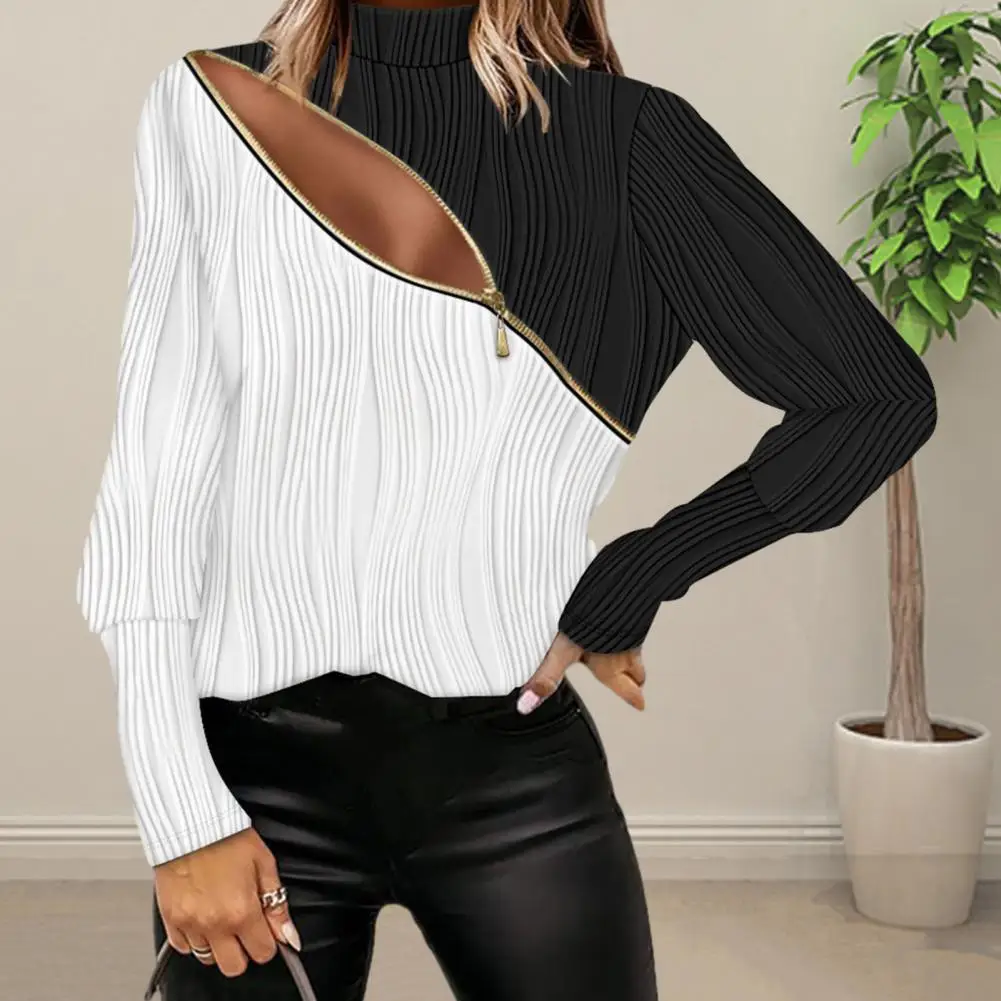 Soft Women Top Hollow Water Wave Texture Blouse Stylish Zipper Decor Soft Long Sleeve Casual Lady Top Women Fall Spring Top
Soft Women Top Hollow Water Wave Texture Blouse Stylish Zipper Decor Soft Long Sleeve Casual Lady Top Women Fall Spring Top