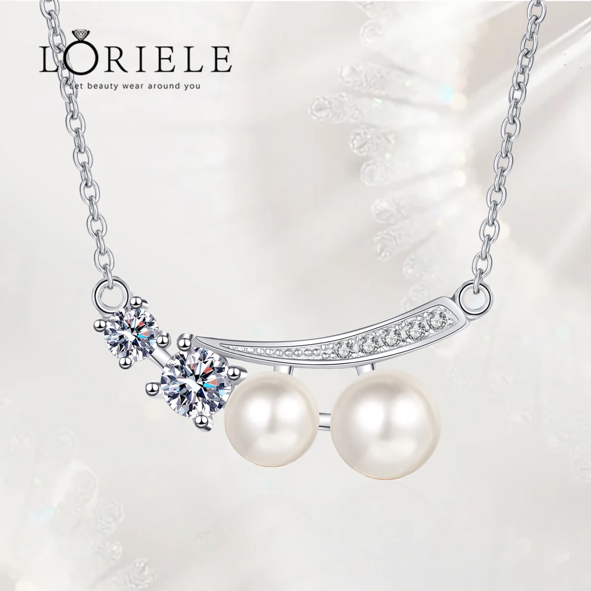 

LORIELE 925 Sterling Silver Nature Pearl Moissanite Pods Pendant Necklace Delicate Female Clavicle Chain Wedding Jewelry Gift